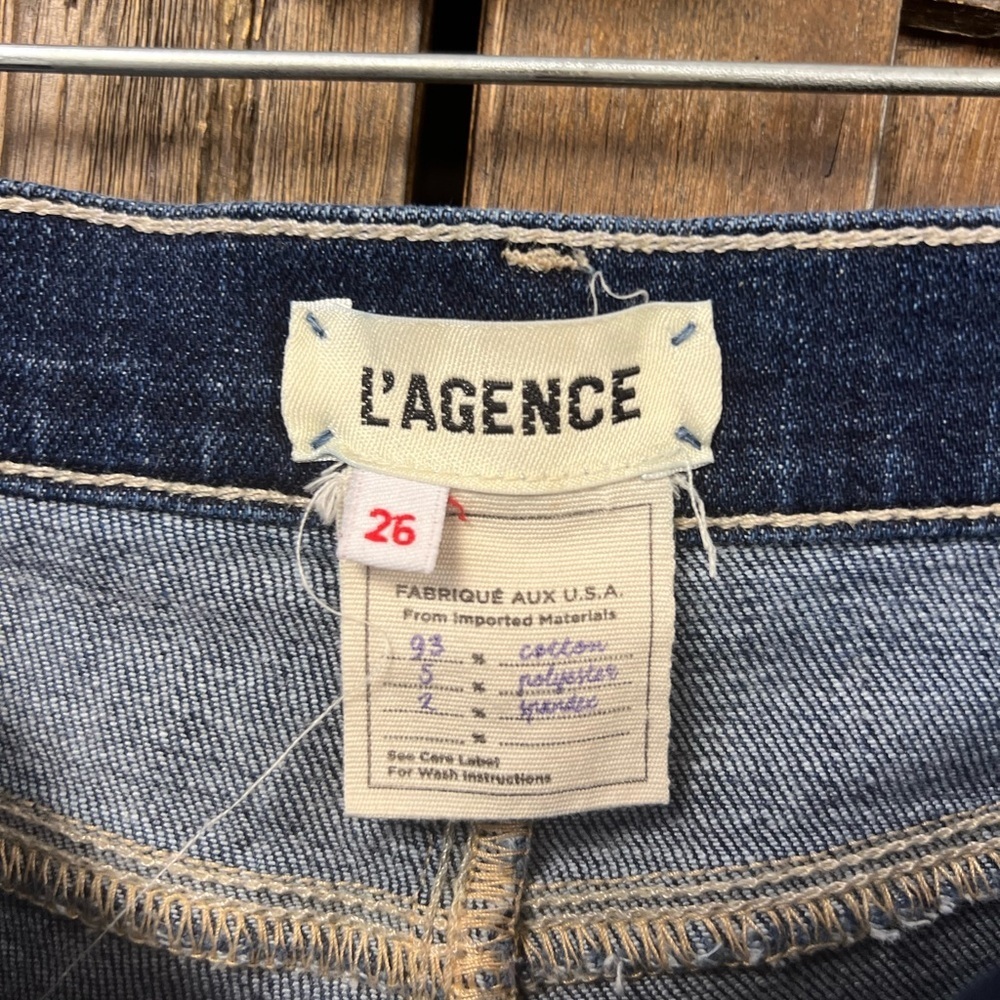L'AGENCE Straight Leg Distressed Denim Raw Fray Ankle Hem Jeans Size 26 - Picture 4 of 6